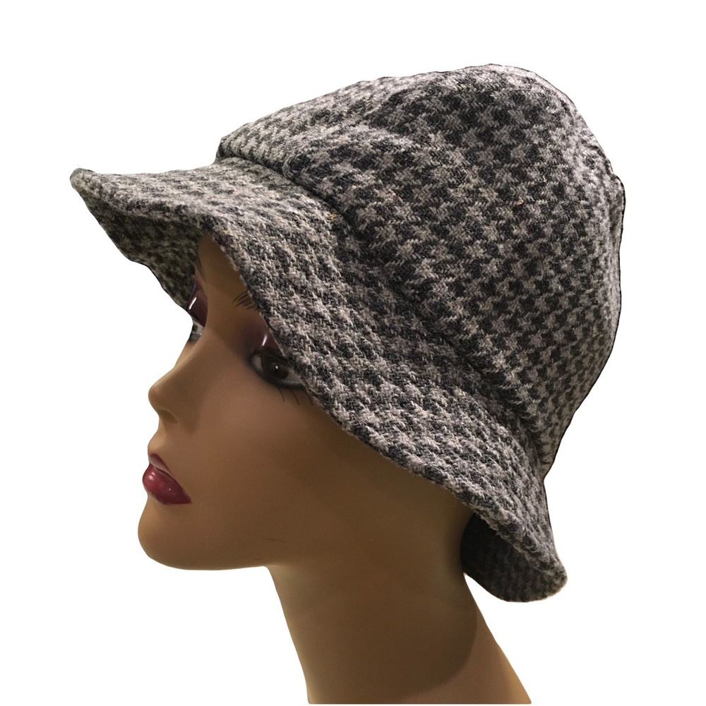 UNITED HATTERS CAP Bucket Hat Houndstooth Gray Grannycore Made in USA